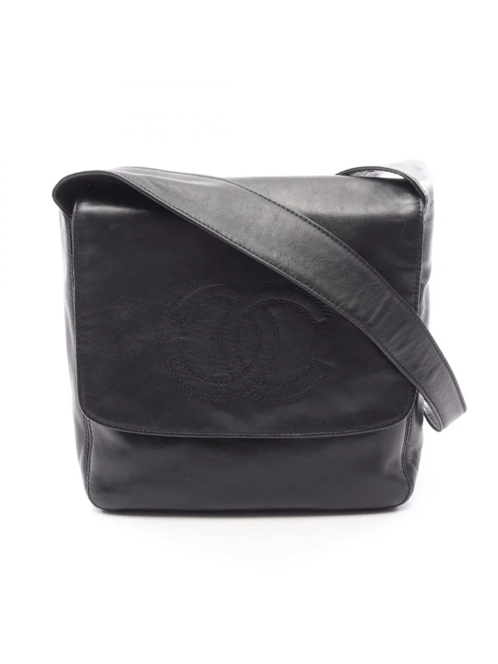 Chanel Shoulder Bag CC Logo Black Lambskin CC